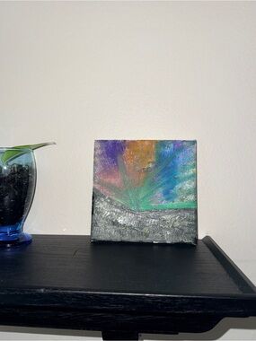 Handcrafted Oil Abstract Rainbow on Canvas